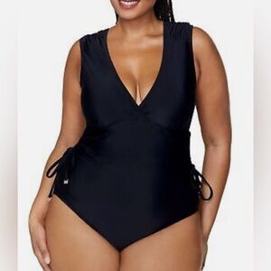 Raisins Curve Womens Size 14W Lusiana One-Piece Swimsuit - Black